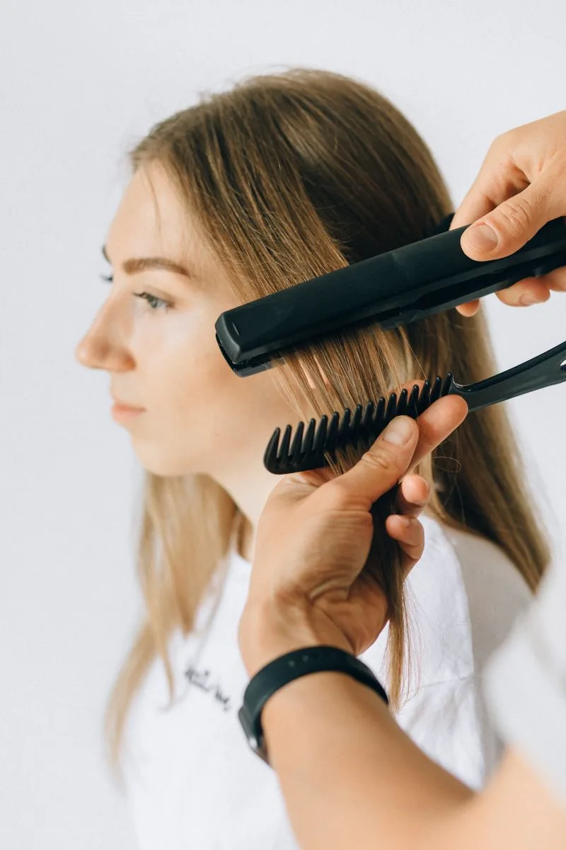 Hair styling with straightener